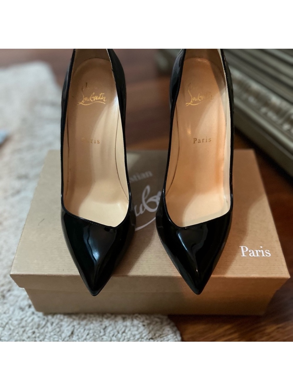 Christian Louboutin Black Patent Pointed Toe Pumps